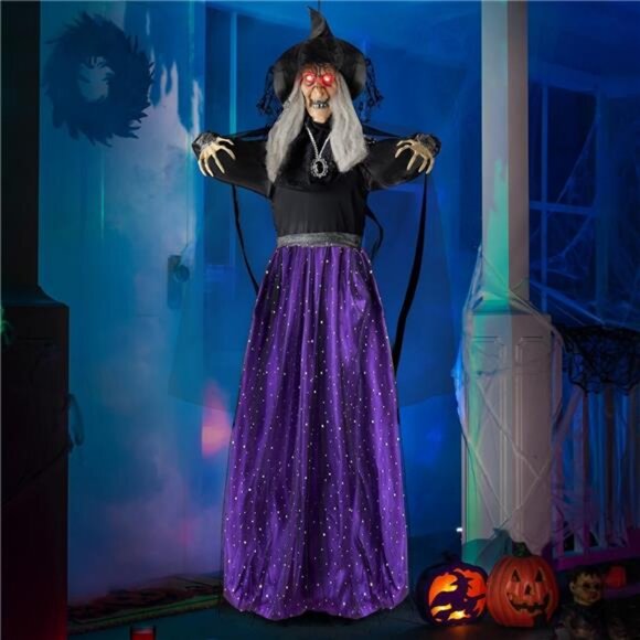 47” Animated Witch Halloween Decorations Outdoor Indoor, Scary Halloween - Picture 1 of 7